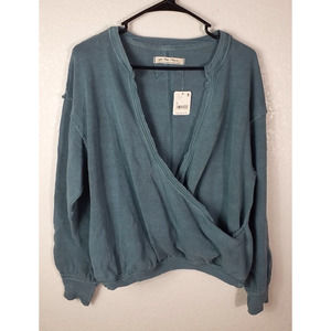 We The Free Blue Wrap Blouse